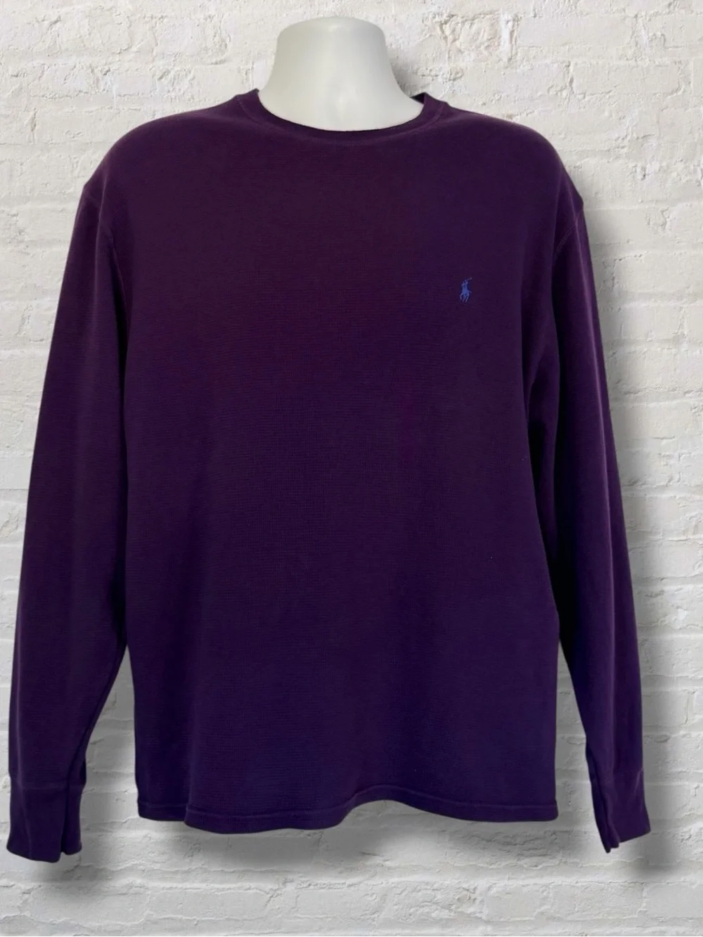 Polo Ralph Lauren XL Purple Waffle Knit Thermal Shirt Long Sleeve Pony Logo